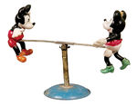 MICKEY AND MINNIE MOUSE SEE-SAW WIND-UP TOY.