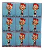 "SHERMAN/PEABODY" UNCUT SHEET OF NINE CEREAL PREMIUM FLICKER PICTURES.