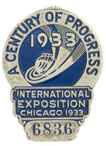 CHICAGO 1933 EXPOSITION EMPLOYEE BADGE.