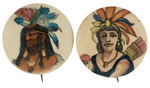 PAIR OF EARLY AND RARE INDIAN PORTRAIT BUTTONS FROM HAKE COLLECTION AND CPB.