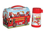 "WALT DISNEY CHARACTER FIRE FIGHTERS" METAL DOME LUNCHBOX WITH THERMOS.