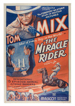 TOM MIX "THE MIRACLE RIDER" EXCEPTIONAL LINEN-MOUNTED MOVIE POSTER.