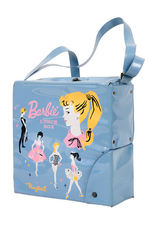 “BARBIE” RARE VINYL LUNCH BOX WITH SEPARATE THERMOS COMPARTMENT.