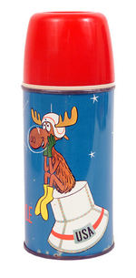 “BULLWINKLE LUNCH KIT” RARE VINYL LUNCH BOX WITH THERMOS.