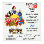 SNOW WHITE AND THE SEVEN DWARFS LOT OF TROY OUNCES OF .999 SILVER.