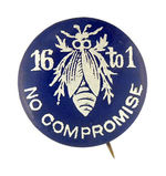 CLASSIC 1896 SILVER BUG "NO COMPROMISE" BUTTON.