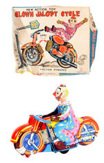 "CLOWN JALOPY CYCLE" BOXED T.P.S. TOY.