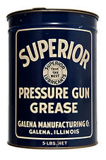 "MASTER LUBRICANTS" DECAL/"SUPERIOR PRESSURE GUN GREASE" CAN.