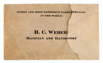 “H.C. WEBER, MAGICIAN” RARE POCKET MIRROR PLUS ORIGINAL ENVELOPE.