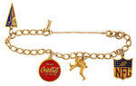 "DRINK COCA-COLA / NFL / GIANTS" METAL CHARM BRACELET.