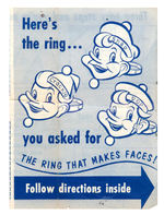 KELLOGG'S "CRACKLE" MOVING FACE RING WITH RARE INSTRUCTION FOLDER.