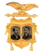 "J.A. GARFIELD/C.A. ARTHUR" SUPERB JUGATE FERROTYPE BADGE.