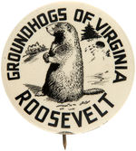 RARE "ROOSEVELT GROUNDHOGS OF VIRGINIA" BUTTON.