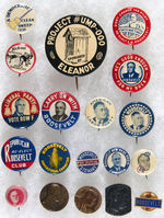 LOT OF 19 FRANKLIN ROOSEVELT STUD AND LITHO BUTTONS.