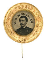 McCLELLAN 1864 CAMPAIGN NEAR MINT FERROTYPE WITH PIN.