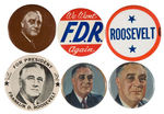 FRANKLIN ROOSEVELT SIX LARGE BUTTONS FROM 1936-1944.