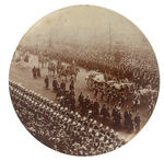 HISTORIC 1901 BUTTON WITH REAL PHOTO OF VICTORIA’S FUNERAL PROCESSION FROM HAKE COLLECTION.