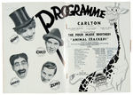 “THE 4 MARX BROTHERS IN ANIMAL CRACKERS” 1930 MOVIE PROGRAM.