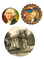 GEORGE WASHINGTON THREE EARLY BUTTONS INCLUDING RARE VALLEY FORGE REAL PHOTO.