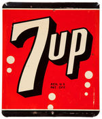 "7-UP" TIN OVER CARDBOARD COUNTER SIGN.