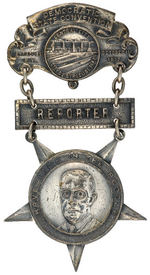 "REPORTER" METAL BADGE SHOWING WILSON FOR 1912 NEW YORK DEMOCRATIC STATE CONVENTION.