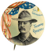 TR AS ROUGH RIDER LARGE VARIETY 1898 NY GOVERNOR BUTTON.