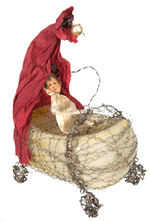 FREE BLOWN GLASS/WIRE WRAPPED VICTORIAN ERA CHRISTMAS ORNAMENT WITH BABY.