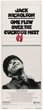 "ONE FLEW OVER THE CUCKOO'S NEST" INSERT MOVIE POSTER.