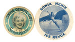 SONJA HENIE PIONEERING FIGURE SKATING CHAMPION RARE BUTTON PAIR.