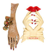 "REVLON" COSMETICS PAIR OF PLASTIC PINS.