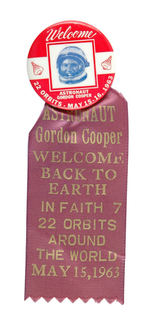 COOPER "FAITH 7" BUTTON WITH RIBBON 1963.