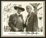 JOHN WAYNE/JAMES STEWART SIGNED PUBLICITY STILL.