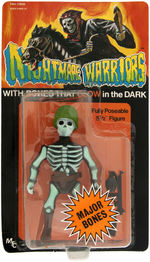 "NIGHTMARE WARRIORS WITH BONES THAT GLOW IN THE DARK" MAJOR BONES ON CARD.