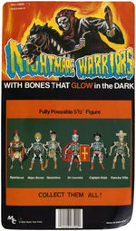 "NIGHTMARE WARRIORS WITH BONES THAT GLOW IN THE DARK" MAJOR BONES ON CARD.