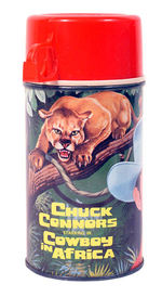 CHUCK CONNORS STARRING IN “COWBOY IN AFRICA” LUNCH BOX WITH THERMOS.