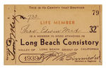 TOM MIX SIGNED PERSONAL 32ND DEGREE MASONIC MEMBERSHIP CARD.