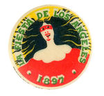 "LA FIESTA DE LOS ANGELES 1897" MASKED LADY LAPEL STUD.