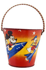 MICKEY MOUSE & DONALD DUCK IN SPACE LARGE ENGLISH SAND PAIL & SHOVEL.