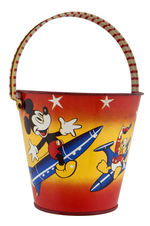 MICKEY MOUSE & DONALD DUCK IN SPACE LARGE ENGLISH SAND PAIL & SHOVEL.
