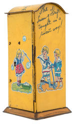 "SWEET THRIFT BANK" TIN LITHO VENDING BANK.