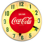 “DRINK COCA-COLA” LIGHTED FLUORESCENT CLOCK.