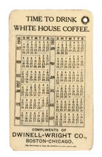 "WHITE HOUSE COFFEE" CELLO COVERED MEMO TABLET WITH 1906/07 CALENDAR.