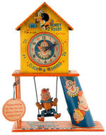 “HOWDY DOODY CLOCK-A-DOODLE” RARE WIND-UP TOY WITH BOX LID.