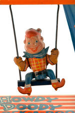 “HOWDY DOODY CLOCK-A-DOODLE” RARE WIND-UP TOY WITH BOX LID.