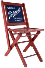 “SMOKE PIEDMONT/THE CIGARETTE OF QUALITY” PORCELAIN BACKED FOLDING CHAIR.