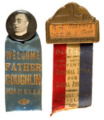 RARE PAIR OF FATHER COUGHLIN NATIONAL UNION FOR JUSTICE CONVENTION BADGES.