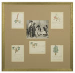 DIONNE QUINTUPLETS  CHRISTMAS CARD ORIGINAL ART DISPLAY.