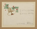 DIONNE QUINTUPLETS  CHRISTMAS CARD ORIGINAL ART DISPLAY.