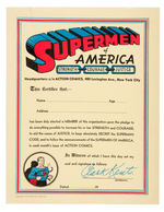 "SUPERMEN OF AMERICA" 1939 FIRST VERSION CERTIFICATE AND CODE FOLDER.