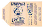 "SUPERMEN OF AMERICA" 1939 FIRST VERSION CERTIFICATE AND CODE FOLDER.